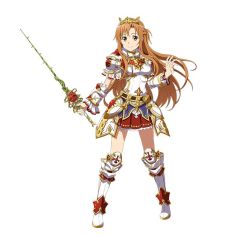 Rule 34 | 10s, 1girl, armor, armored boots, asuna (sao), belt, boots, brown eyes, brown hair, crown, detached sleeves, floating hair, flower, full body, holding, holding sword, holding weapon, knee boots, long hair, looking at viewer, miniskirt, pleated skirt, red flower, red skirt, short sleeves, shoulder armor, simple background, skirt, smile, solo, pauldrons, standing, sword, sword art online, very long hair, weapon, white background