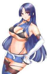 Rule 34 | 1girl, absurdres, action taimanin, alternate costume, artist request, ass, breasts, cleavage, hand on own hip, highleg, highleg panties, highres, hime cut, large breasts, lips, long hair, looking at viewer, midriff, miniskirt, navel, official alternate costume, panties, race queen, red eyes, revealing clothes, shiny clothes, shiny skin, simple background, skirt, standing, sweat, taimanin (series), taimanin asagi, taimanin murasaki, thong, underwear, very long hair, white background, wide hips, yatsu murasaki