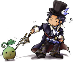 Rule 34 | 1boy, ?, chibi, frederic chopin (trusty bell), fuju, full body, hat, lowres, male focus, plant, solo, trusty bell, white background