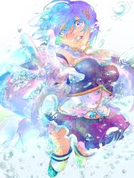 Rule 34 | 10s, 1girl, bad id, bad pixiv id, blue eyes, blue hair, breasts, bubble, cape, fortissimo, gloves, hair ornament, hair over one eye, hairclip, magical girl, mahou shoujo madoka magica, mahou shoujo madoka magica (anime), mahou shoujo madoka magica movie 1 &amp; 2, matching hair/eyes, miki sayaka, musical note, musical note hair ornament, open mouth, outstretched hand, pleated skirt, short hair, skirt, solo, soul gem, tagada, thighhighs, white background, white thighhighs