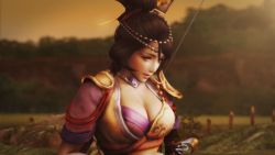 Rule 34 | 1girl, black hair, breasts, cleavage, large breasts, nagi (toukiden), toukiden