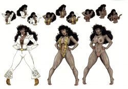 Rule 34 | 1girl, black hair, breasts, completely nude, concept art, dark-skinned female, dark skin, large breasts, long hair, midriff, nipples, nude, twistedterra, yellow eyes