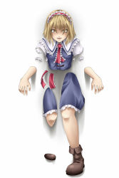 Rule 34 | 1girl, alice margatroid, bad id, bad pixiv id, blonde hair, constricted pupils, female focus, fourth wall, hair over eyes, hairband, mochi.f, orange eyes, short hair, solo, touhou