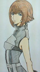 Rule 34 | 1girl, artist request, bodysuit, brown hair, dirge of cerberus final fantasy vii, final fantasy, final fantasy vii, looking at viewer, shelke the transparent, short hair, solo, square enix