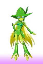 Rule 34 | 10s, 1girl, accel world, armor, blue eyes, full body, green hat, hand on own hip, hat, highres, lime bell, looking at viewer, official art, pauldrons, shoulder armor, solo, sun hat