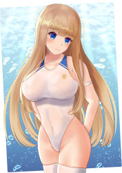 Rule 34 | 1girl, absurdres, artist request, azur lane, blonde hair, blue eyes, breasts, clothing cutout, competition swimsuit, highleg, highleg swimsuit, highres, icarus (azur lane), icarus (nereid&#039;s discovery) (azur lane), impossible clothes, impossible swimsuit, large breasts, one-piece swimsuit, royal navy emblem (azur lane), side cutout, solo, swimsuit, thighhighs, underwater, white one-piece swimsuit, white thighhighs