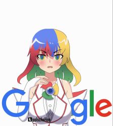 Rule 34 | 1girl, 20s, 60fps, animated, artist name, blonde hair, blue eyes, blue hair, blush, borrowed character, bouncing, bouncing breasts, bow, bowtie, breasts, chrome-tan, dainapp, detached sleeves, dress, embarrassed, english text, female focus, google, google chrome, green eyes, green hair, hair between eyes, hand on chest, interpolated, jumping, logo, looking at viewer, looping animation, medium breasts, meme, multicolored eyes, multicolored hair, open mouth, os-tan, personification, polsche, red eyes, red hair, red trim, simple background, sleeveless, sleeveless dress, solo, third-party edit, twitter logo, unusual pupils, video, watermark, white background, white dress, white sleeves, yellow eyes