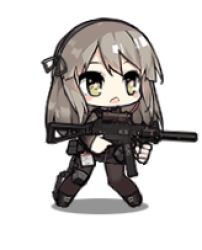 Rule 34 | 1girl, animated, animated gif, assault rifle, black footwear, black pantyhose, chibi, full body, girls&#039; frontline, grey hair, gun, h&amp;k ump, heckler &amp; koch, holding, holding gun, holding weapon, jacket, lowres, military, military uniform, official art, open clothes, open jacket, open mouth, pantyhose, rifle, rubbing eyes, shoes, simple background, solo, standing, submachine gun, trigger discipline, ump40 (girls&#039; frontline), uniform, walkie-talkie, weapon, white background, yellow eyes