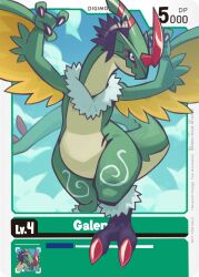 Rule 34 | claws, digimon, digimon (creature), feathers, galemon, highres, horns, looking at viewer, wings