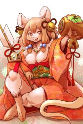 Rule 34 | 2020, breasts, brown hair, chinese new year, furry, nipples, open mouth, red eyes, setouchi kurage