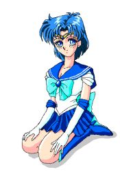Rule 34 | 1990s (style), 1girl, animated, animated gif, bishoujo senshi sailor moon, blue eyes, blue hair, blush, boots, breast expansion, breasts, choker, earrings, elbow gloves, embarrassed, gloves, jewelry, knee boots, large breasts, matching hair/eyes, mizuno ami, sailor mercury, short hair, solo, tiara