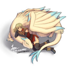 Rule 34 | absurdres, black footwear, blonde hair, boots, brown cape, cape, cm lynarc, commission, commissioner upload, dragon, dress, elbow gloves, fae (fire emblem), feathered wings, fire emblem, fire emblem: the binding blade, gloves, highres, igrene (fire emblem), long hair, looking at viewer, mole, mole under eye, nintendo, non-web source, red dress, resting, simple background, thigh boots, wings, yellow eyes