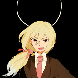 Rule 34 | 1boy, afuro terumi, blonde hair, formal, inazuma eleven (series), inazuma eleven go, l hakase, long hair, male focus, necktie, ponytail, red eyes, simple background, solo, suit