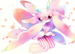 Rule 34 | bad id, bad pixiv id, bug, creatures (company), game freak, gen 7 pokemon, looking away, looking to the side, lurantis, nintendo, no humans, orchid mantis, petals, pink theme, pinstripe pattern, pokemon, pokemon (creature), pokemon sm, praying mantis, red eyes, solo, sparkle, striped, wadani hitonori