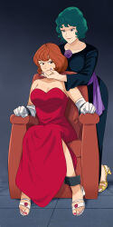 Rule 34 | 1girl, absurdres, bad end, barefoot, bdsm, bondage, bound, bound ankles, bound arms, bound legs, captured, defeat, dress, feet, game over, high heel sandals, highres, long hair, lost one zero, lupin iii, mine fujiko, nail polish, red dress, sandals, toes