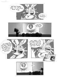 Rule 34 | antlers, closed eyes, comic, fecto elfilis, furry, greyscale, highres, horns, kamabokobun, kirby (series), kirby and the forgotten land, looking at another, looking at viewer, looking to the side, monochrome, multiple others, nintendo, signature, sweat, wing ears