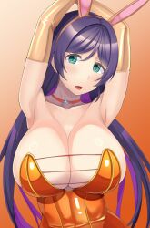 Rule 34 | 1girl, aqua eyes, armpits, breasts, highres, large breasts, looking at viewer, love live!, low twintails, mizuno kakeru, open mouth, purple hair, solo, tojo nozomi, twintails