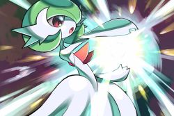 Rule 34 | colored skin, commentary, creatures (company), energy, game freak, gardevoir, gen 3 pokemon, hand up, hyou (hyouga617), looking down, mega gardevoir, mega pokemon, nintendo, open mouth, pokemon, pokemon (creature), red eyes, solo, tongue, white skin