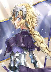 Rule 34 | 1girl, armor, blonde hair, blue eyes, blush, braid, breasts, closed mouth, fate/apocrypha, fate/grand order, fate (series), flag, headpiece, highres, holding, holding flag, jeanne d&#039;arc (fate), jeanne d&#039;arc (ruler) (fate), large breasts, long hair, looking at viewer, solo, sunsun2812