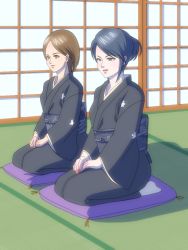 Rule 34 | 2girls, funeral kimono, japanese clothes, kimono, lipstick, makeup, multiple girls, obi, original, peeing, peeing self, sash, seiza, sitting