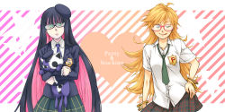 Rule 34 | 10s, ;p, glasses, one eye closed, panty &amp; stocking with garterbelt, panty (psg), school uniform, stocking (psg), tongue, tongue out, wink
