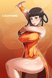 Rule 34 | 1girl, breasts, brown eyes, brown hair, china dress, chinese clothes, dead or alive, dress, enoshima iki, highres, large breasts, legs, lei fang, side slit, solo, tecmo, thick thighs, thighs