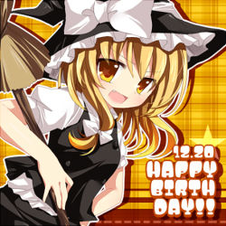 1girl blonde_hair female_focus hat horon kirisame_marisa long_hair lowres solo touhou witch witch_hat yellow_eyes