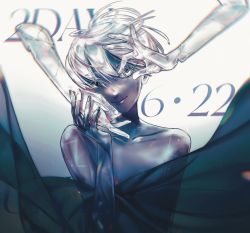 Rule 34 | 1other, androgynous, bare shoulders, black eyes, cairngorm (houseki no kuni), cloak, closed mouth, commentary request, cracked skin, dark skin, dated, eyelashes, ghost quartz (houseki no kuni), hand on another&#039;s cheek, hand on another&#039;s face, hand up, head tilt, heterochromia, highres, holding hands, houseki no kuni, lips, long hair, looking at viewer, other focus, out of frame, see-through, severed arm, severed limb, short hair, sideways glance, smile, solo focus, sparkle, upper body, white background, white eyes, white hair, ztjasper