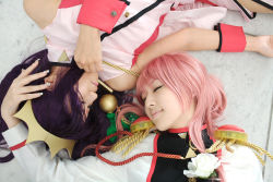 Rule 34 | cosplay, himemiya anthy, photo (medium), pink hair, purple hair, rou (cosplayer), saya (cosplayer), shoujo kakumei utena, tenjou utena, uniform