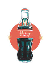 Rule 34 | 1girl, black bow, blue hair, bottle, bow, brand name imitation, closed eyes, coca-cola, facing viewer, hair bow, hatsune miku, in bottle, in container, mini person, minigirl, nekohara peninsula, solo, twintails, vocaloid