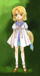 Rule 34 | blonde hair, child, dress, green eyes, hat, nishida asako, original, petite, solo, straw hat
