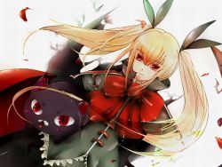 Rule 34 | 1girl, arc system works, blazblue, blonde hair, bow, long hair, nago, purajin, rachel alucard, red bow, red eyes, ribbon, solo, twintails