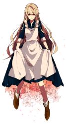 1girl bad_id brown_hair female_focus flower highres kagerou_project kozakura_marry long_hair looking_at_viewer mikanururu red_eyes sketch skirt_hold smile solo sparkle very_long_hair