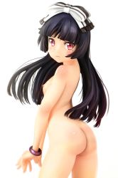 Rule 34 | 1girl, 91 (akira991), ascii media works, ass, back, bad id, bad pixiv id, black hair, blurry, blush, bow, bracelet, breasts, completely nude, depth of field, frown, gokou ruri, hair bow, highres, hime cut, jewelry, long hair, looking back, mole, mole under eye, nipples, nude, ore no imouto ga konna ni kawaii wake ga nai, own hands together, red eyes, simple background, small breasts, solo