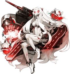 Rule 34 | &gt;:(, 10s, 1girl, abyssal ship, airfield princess, akira (kadokawa), angry, ankle boots, boots, breasts, cleavage, clenched teeth, cracked skin, damaged, frown, full body, heattech leotard, kantai collection, large breasts, leotard, long hair, official art, red eyes, solo, teeth, torn clothes, torn leotard, transparent background, turtleneck, v-shaped eyebrows, white footwear, white hair