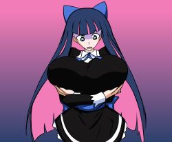 Rule 34 | 10s, blue eyes, bow, breasts squeezed together, breasts, colorfag, huge breasts, matsu-sensei, multicolored hair, panty &amp; stocking with garterbelt, pink hair, purple hair, stocking (psg), two-tone hair, ultimatetransfan