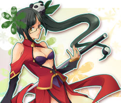 Rule 34 | 1girl, arc system works, bad id, bad pixiv id, black hair, blazblue, blazblue: calamity trigger, china dress, chinese clothes, dress, glasses, inaho178, lao jiu, litchi faye ling, long hair, solo, staff