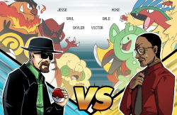 Rule 34 | 2boys, archeops, bisharp, breaking bad, character name, character request, creatures (company), crossover, dark skin, emboar, game freak, gen 5 pokemon, glasses, gustavo fring, hat, krookodile, multiple boys, nintendo, poke ball, pokemon, pokemon (creature), reuniclus, sunglasses, text focus, walter white, whimsicott