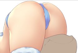 Rule 34 | 1girl, ass, ass focus, between thighs, fate/grand order, fate (series), lower body, panties, pillow straddling, pinta (ayashii bochi), simple background, solo, thighs, underwear, ushiwakamaru (fate), white background