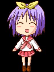 Rule 34 | 00s, animated, animated gif, chibi, chibi only, full body, hiiragi tsukasa, lowres, lucky star, minami (colorful palette), pixel art, solo, standing, transparent background