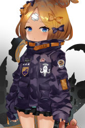 Rule 34 | 1girl, abigail williams (fate), abigail williams (traveling outfit) (fate), absurdres, bandaid, bandaid on face, bandaid on forehead, belt, black bow, black jacket, blonde hair, blue eyes, bow, breasts, crossed bandaids, fate/grand order, fate (series), forehead, fuuro, hair bow, hair bun, heroic spirit traveling outfit, high collar, highres, huge filesize, jacket, long hair, long sleeves, multiple bows, official alternate costume, orange belt, orange bow, parted bangs, polka dot, polka dot bow, single hair bun, sleeves past fingers, sleeves past wrists, small breasts, stuffed animal, stuffed toy, teddy bear, tentacles