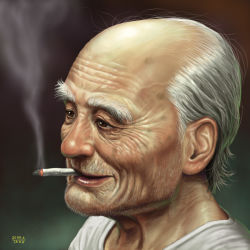 Rule 34 | 1boy, cigarette, liver spots, male focus, matataku, old, old man, original, realistic, smoking, solo