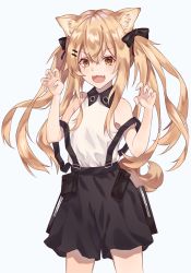 Rule 34 | :3, animal ears, black bow, black skirt, blush, bow, brown eyes, brown hair, dog ears, dog tail, fang, girls&#039; frontline, hair bow, hair ornament, hairclip, highres, long hair, looking at viewer, nihnfinite8, official alternate costume, open mouth, scar, scar across eye, scar on face, skirt, sleeveless, smile, suspender skirt, suspenders, tail, twintails, ump9 (girls&#039; frontline), ump9 (shiba investigator) (girls&#039; frontline)