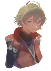 Rule 34 | 1boy, ahoge, blonde hair, blue eyes, closed mouth, fujie xy, highres, long hair, looking at viewer, male focus, short hair, shulk (xenoblade), simple background, smile, vest, white background, xenoblade chronicles 1, xenoblade chronicles (series)