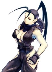 Rule 34 | 1girl, bare hips, black gloves, breasts, capcom, cleavage, gloves, hip vent, ibuki (street fighter), large breasts, lowres, ninja, ponytail, solo, street fighter, street fighter iii (series)