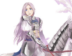 Rule 34 | 1girl, animal, armor, blue eyes, breastplate, couter, earrings, fantasy, from side, gauntlets, holding, horse, horseback riding, jewelry, light purple hair, long hair, looking at viewer, looking away, original, parted bangs, pauldrons, pink hair, plant, riding, shoulder armor, simple background, solo, straddling, sword, tamaru tokihiko, tree, upright straddle, very long hair, weapon, white background