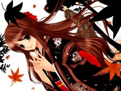 Rule 34 | autumn, autumn leaves, brown hair, grey eyes, japanese clothes, kimono, leaf, original, solo, yui tooru