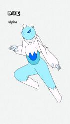 Rule 34 | armor, armored body, blue eyes, claws, due, elemental (creature), highres, ice elemental, no mouth, no nose, prime elemental, white armor