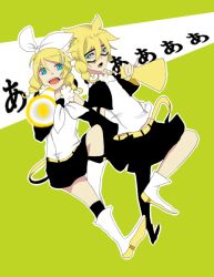 Rule 34 | 1boy, 1girl, alternate costume, bad id, bad pixiv id, bow, brother and sister, hair bow, kagamine len, kagamine rin, megaphone, siblings, twins, vocaloid