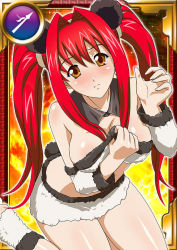 Rule 34 | 00s, 1girl, breasts, card (medium), female focus, hair ornament, ikkitousen, kanpei, large breasts, long hair, long twintails, looking at viewer, open mouth, red hair, solo, twintails